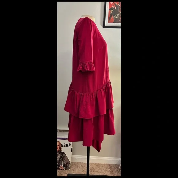 Alexander McQueen Asymmetric Ruffle Hem Drape Dress NWT 44/8 - Picture 4 of 11